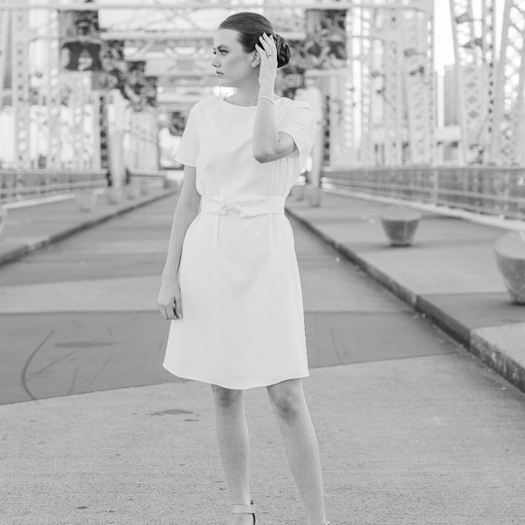 Emporio Armani Belted Fluid Crepe Sheath Dress - Size 2 - Picture 2 of 4